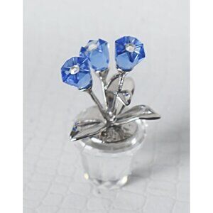 Swarovski Potted Plant Blue Forget Me Not's Crystal Figurine Flower Miniature